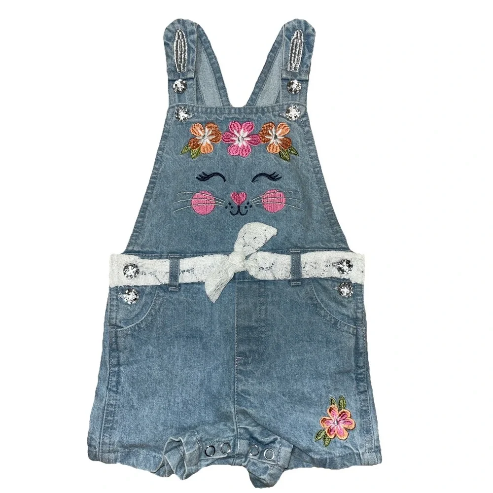 Bunny Denim Overalls‎ Size 12 Months